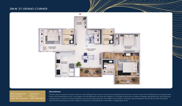 Purva Northern Lights 3 BHK 3T Grand Corner 1686 Sq Ft Purva Northern Lights 3 BHK 3T Grand Corner 1686 Sq Ft