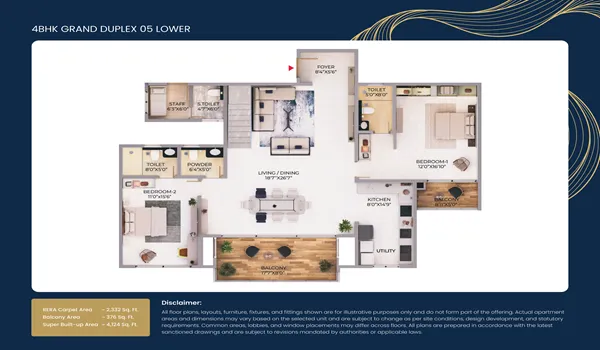 Purva Northern Lights 4 BHK Grand Duplex Upper 4017 Sq Ft Purva Northern Lights 4 BHK Grand Duplex Upper 4017 Sq Ft