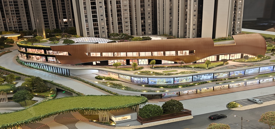 Exterior view of luxury apartments Night exterior view of Purva Northern Lights high-rise towers in Bagalur