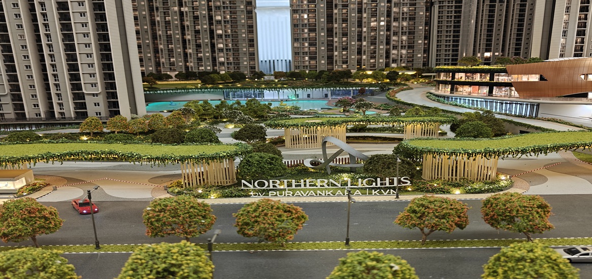Purva Northern Lights KIADB Aerospace Park Purva Northern Lights luxury apartments in Bagalur North Bangalore showing 8 high-rise towers