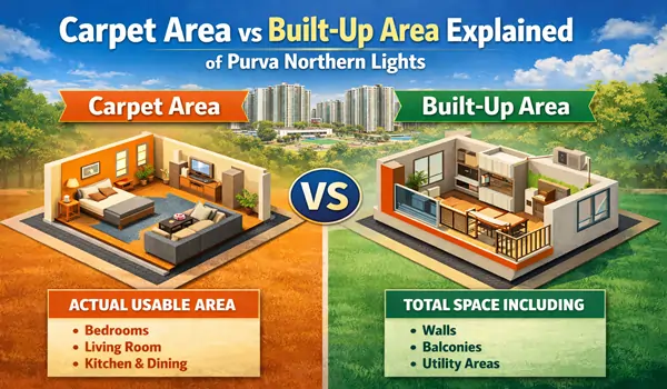 Carpet Area vs Built Up Area Explained of Purva Northern Lights Carpet Area vs Built Up Area Explained of Purva Northern Lights
