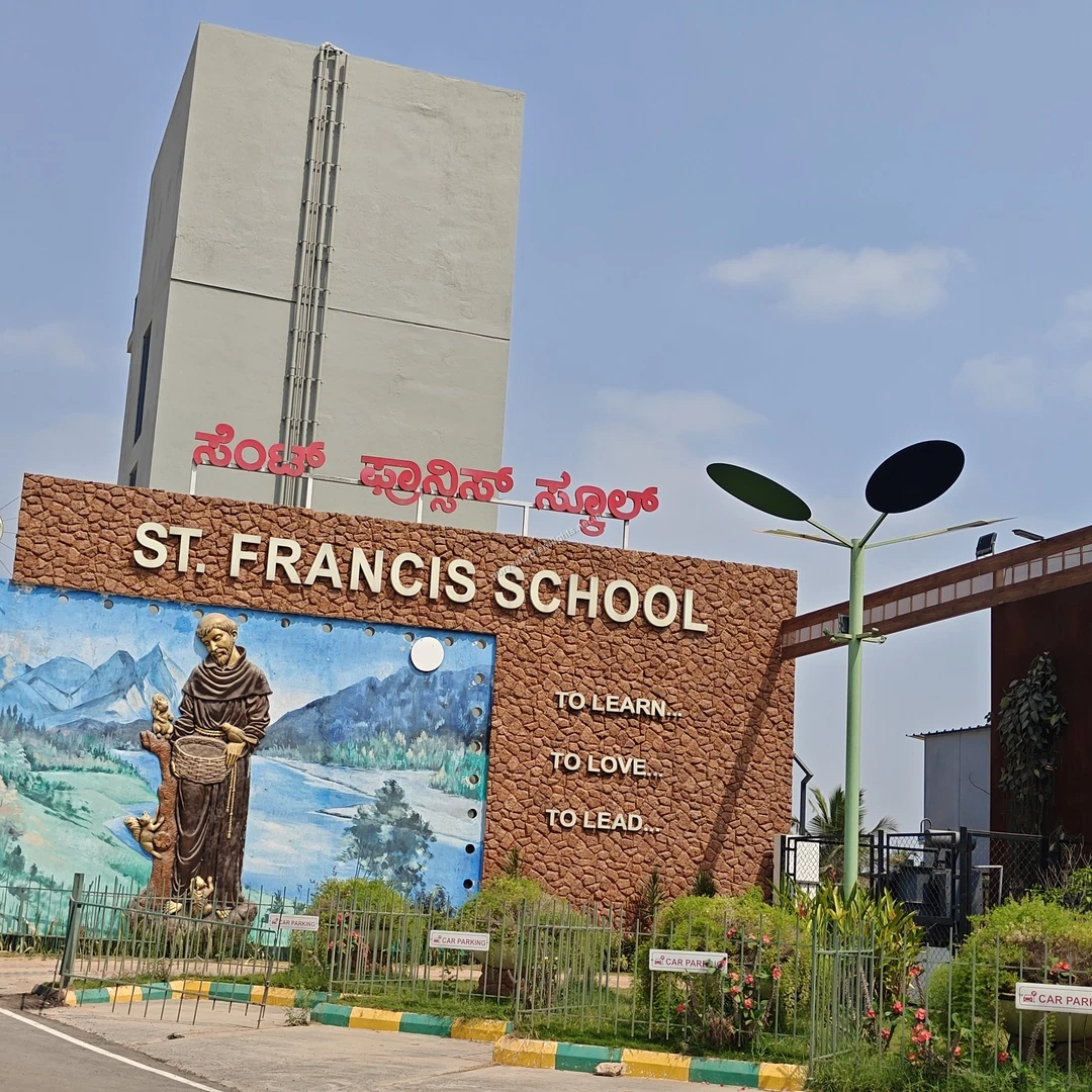 St Francis Gate The front gate and artistic boundary wall of St. Francis School, showcasing its unique architecture this Mar 13.